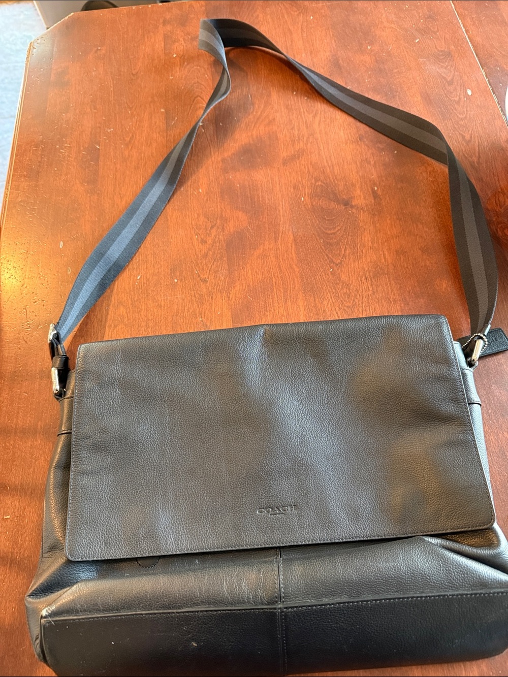 Coach Black Leather Messenger Bag